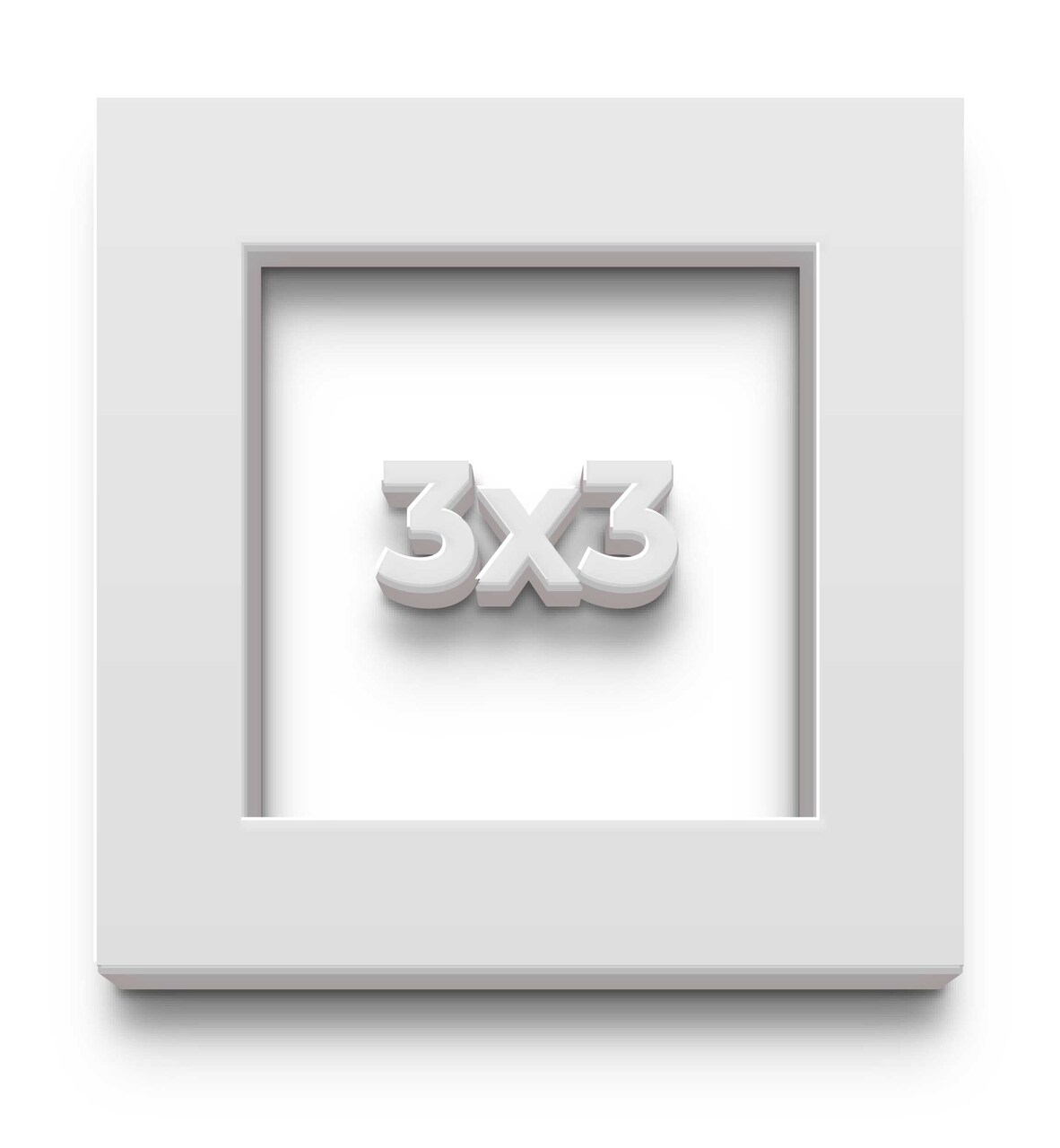 Square Shadow Box 1" Depth White Picture Frame - UV Acrylic, Backing, Hanging Hardware